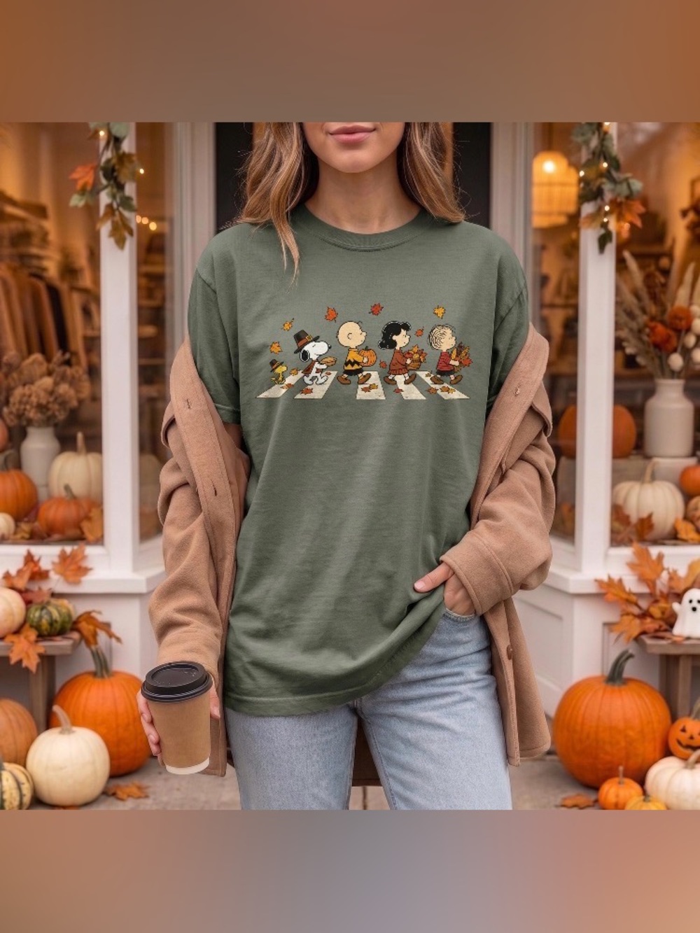 Thanksgiving Fall Graphic Tee, Autumn Harvest T-Shirt, Cute Dog & Friends Tee